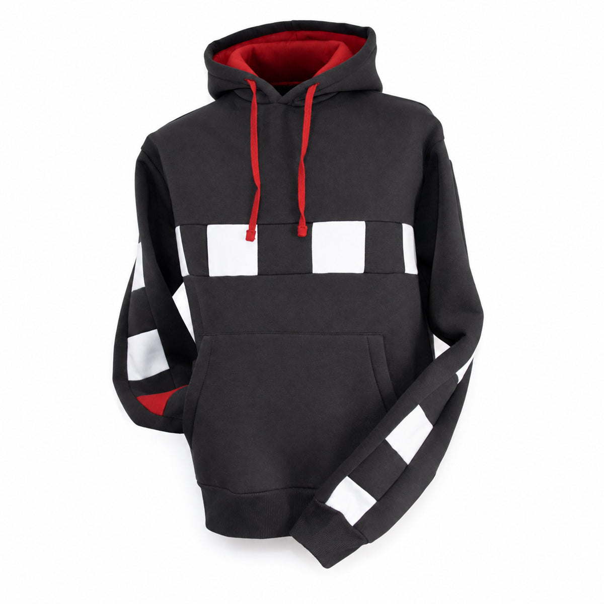 Raubirl Hoodie Karo in Grau und Rot mit karierter Optik und roter Kapuzeninnenseite