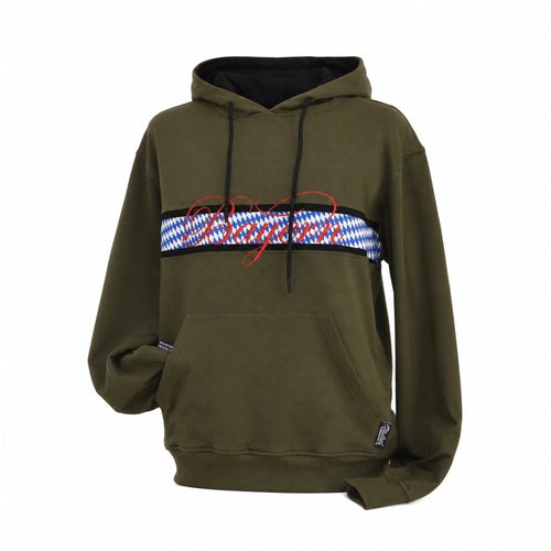 Raubirl Hoodie Bayern Olive mit Bayernstreifen und roter Stickerei