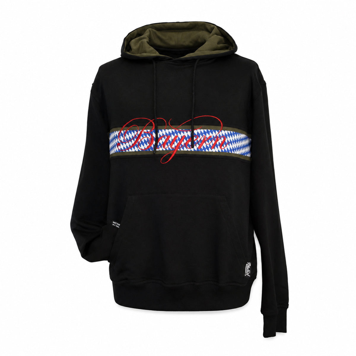 Raubirl Hoodie Bayern Schwarz mit Bayernstreifen und roter Stickerei