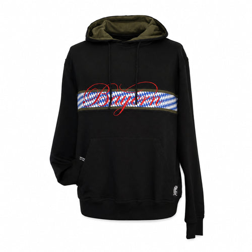 Raubirl Hoodie Bayern Schwarz mit Bayernstreifen und roter Stickerei