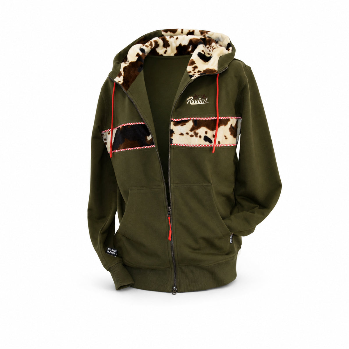 Zip-Jacke „Kuh“ – Olive