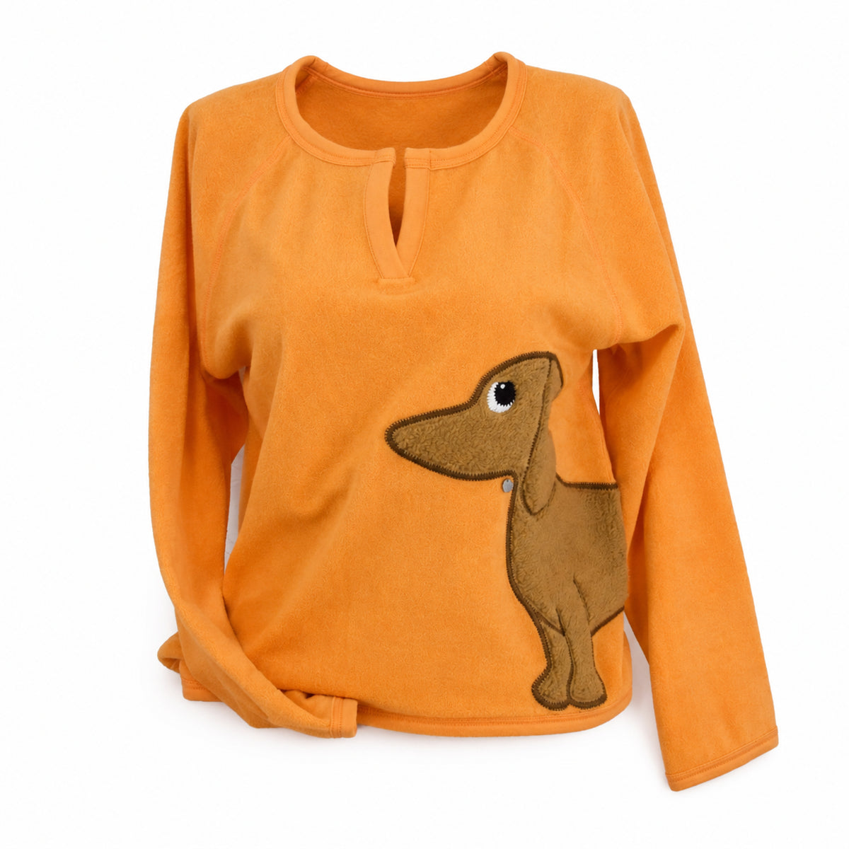Raubirl Dackelpulli in Orange – Vorderansicht
