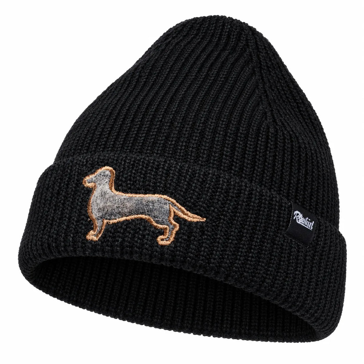 Raubirl Mütze Dackel in Schwarz mit Dackel-Motiv
