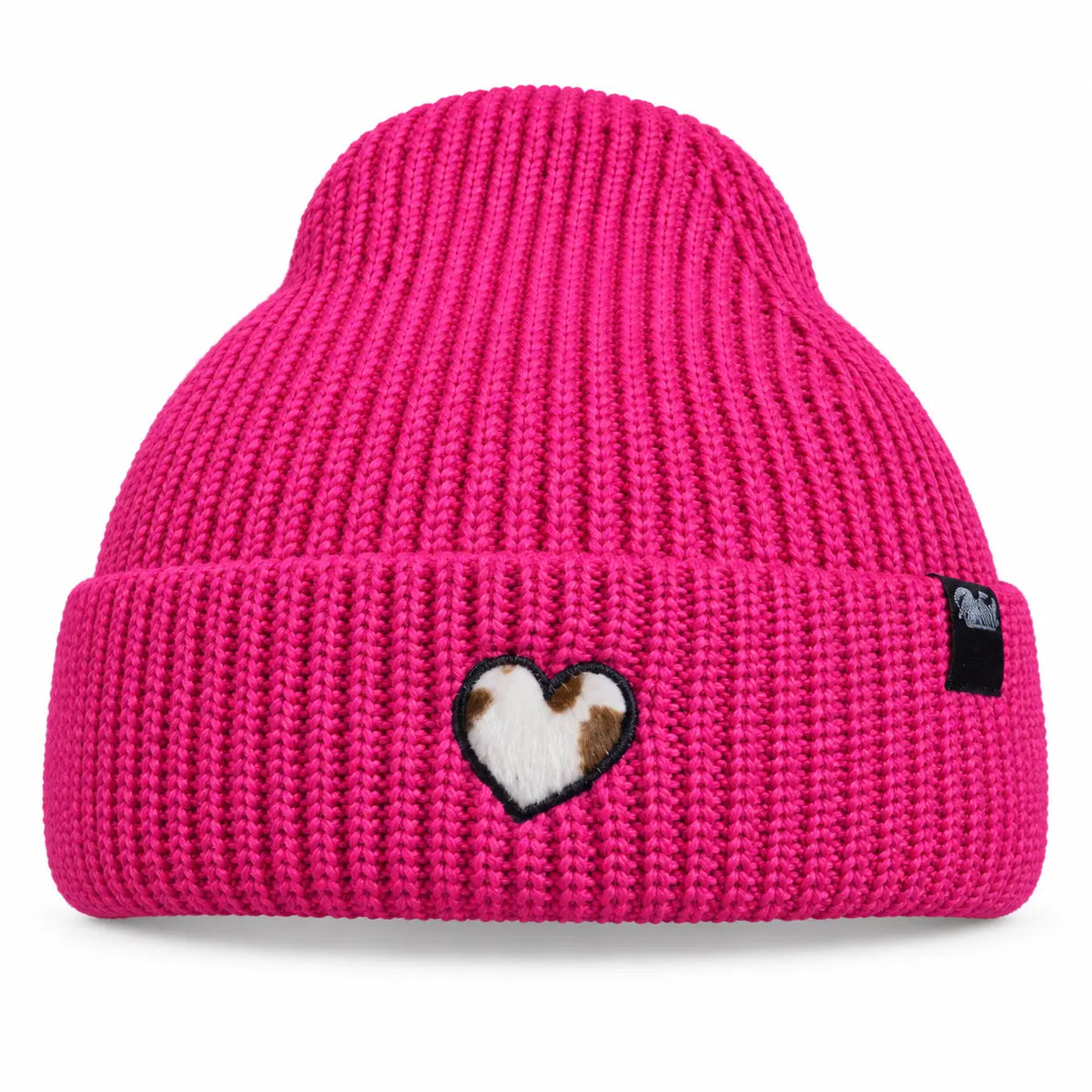 Raubirl Beanie Kuh-Herz in Pink mit Kuh-Herz-Motiv