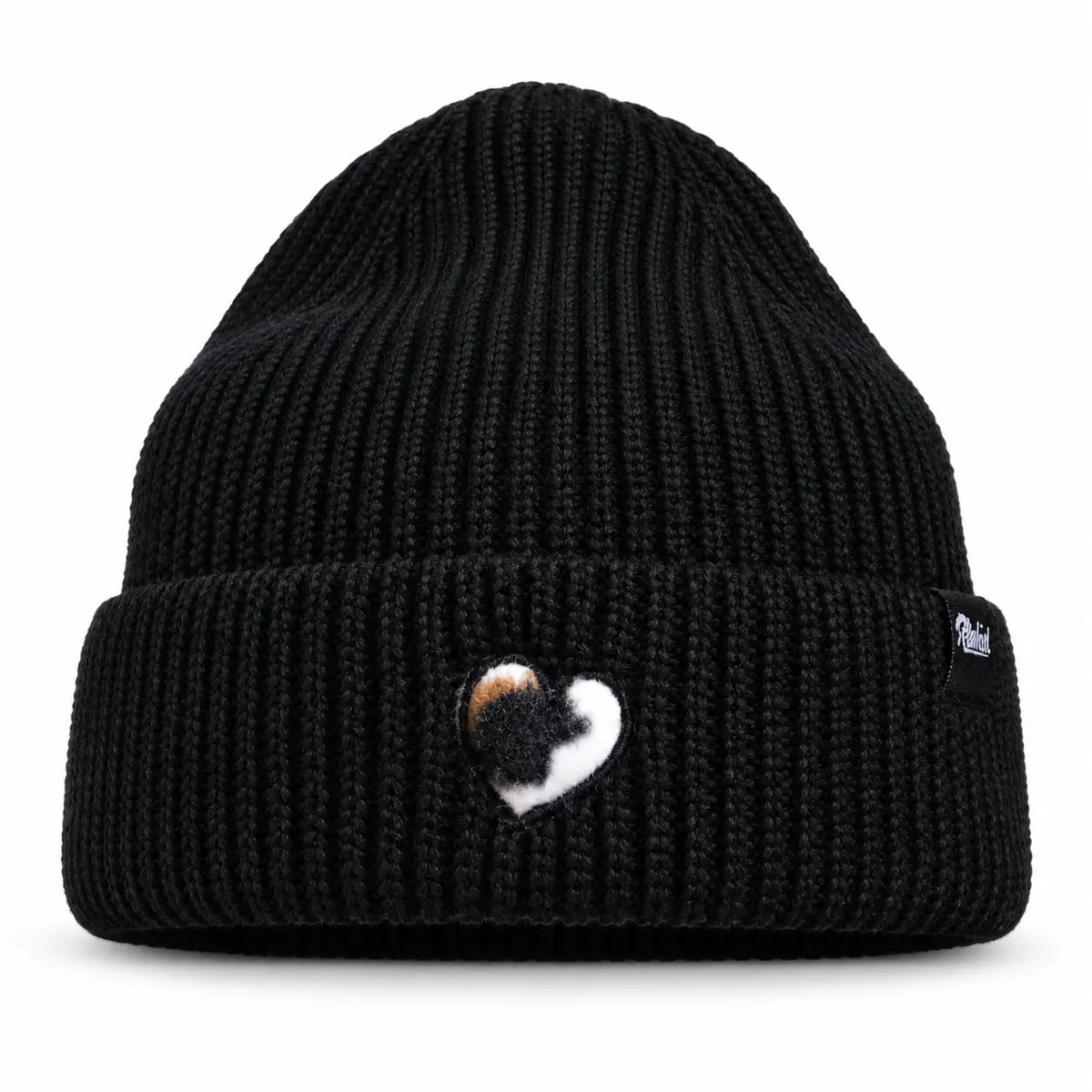 Raubirl Beanie Kuh-Herz in Schwarz mit Kuh-Herz-Motiv