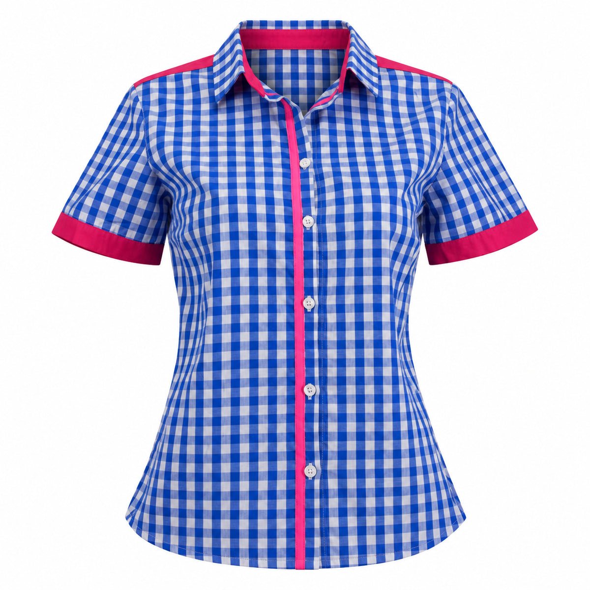 Raubirl Karobluse in Blau und Pink mit Karomuster